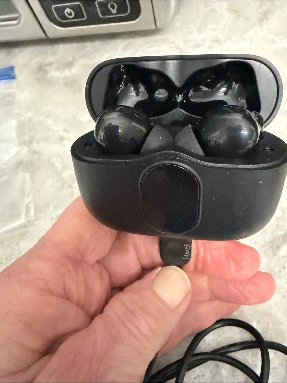 Matte Black Wireless Earbuds with Charging Case